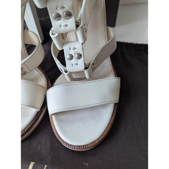 Gucci Heels Lyon Mystic White Leather Strap Sandal Gladiator size 38.5 Bag&Box - Picture 5 of 9